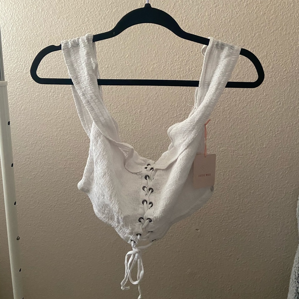 Lottie Moss white cute crop top (NEW)